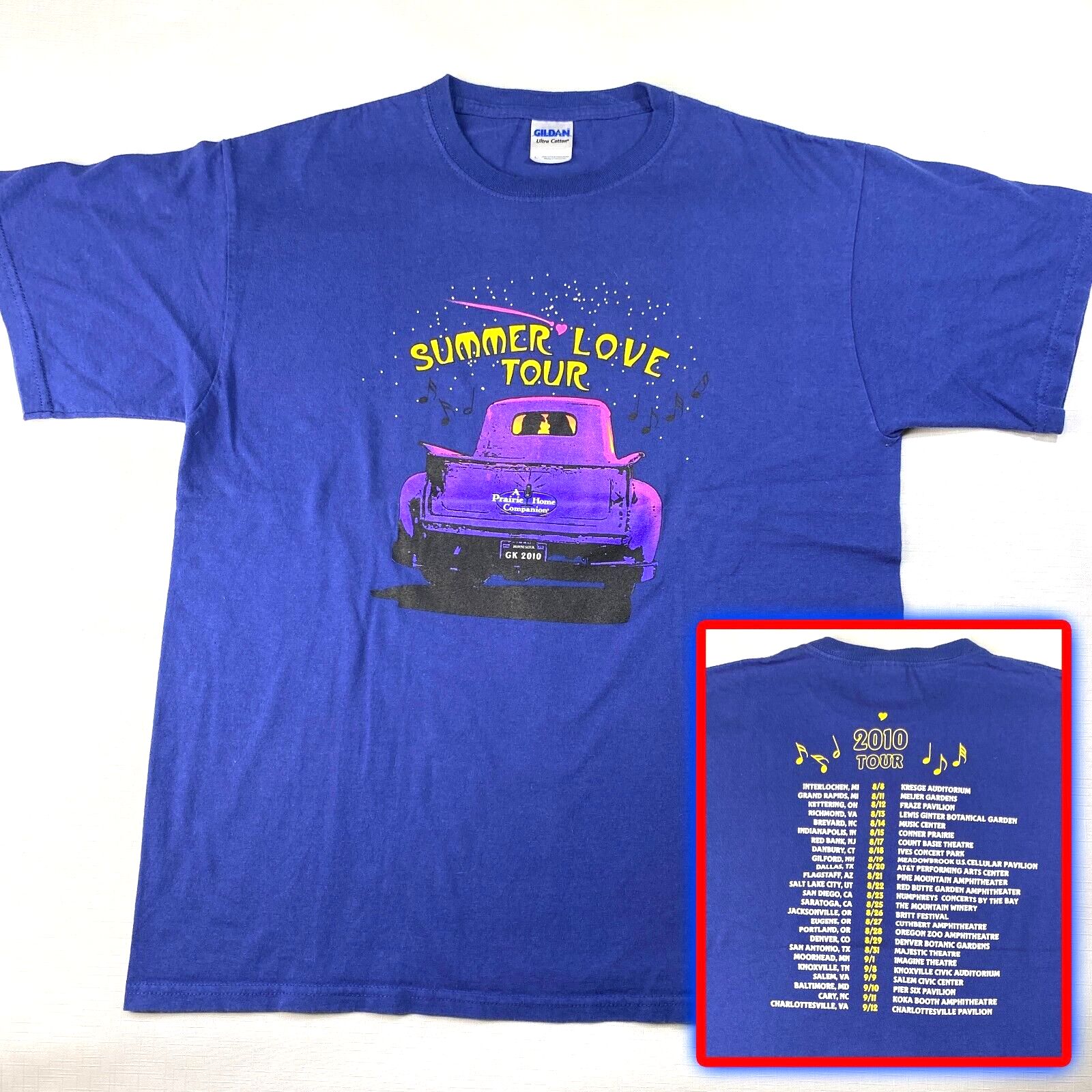 A Prairie Home Companion Summer Love Tour 2010 Tshirt Mn 2Sided Blue Sz L